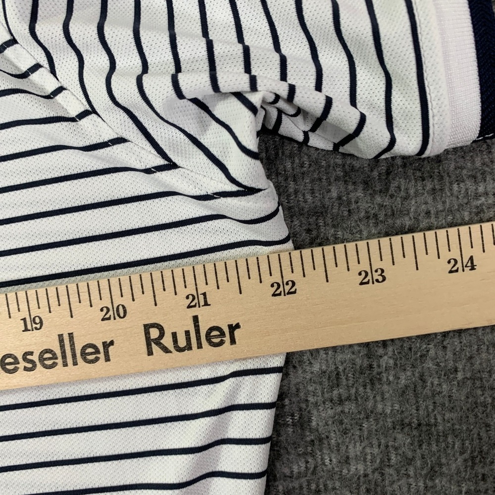 G Fore Polo Men Medium White Striped Performance Golf Modern Preppy Stretch - Picture 8 of 10
